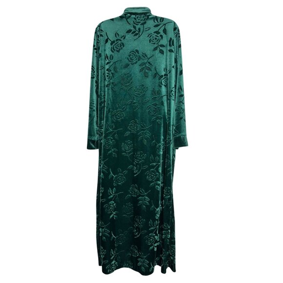 Cinema Etoile Green Floral Velvet Robe Small - Picture 2 of 10